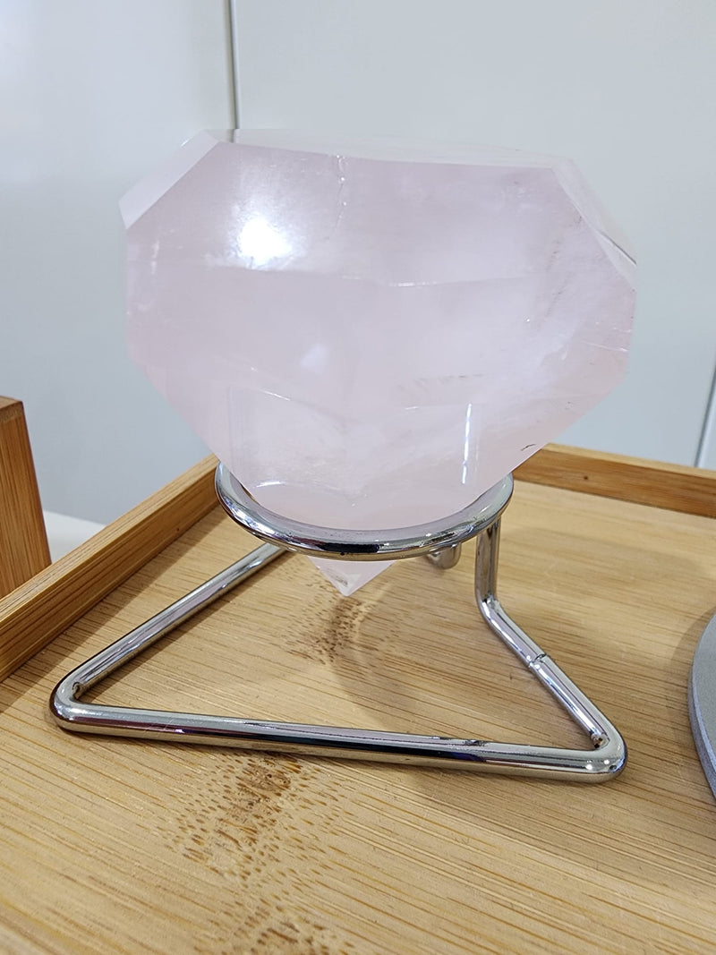 Rose Quartz Diamond with stand.