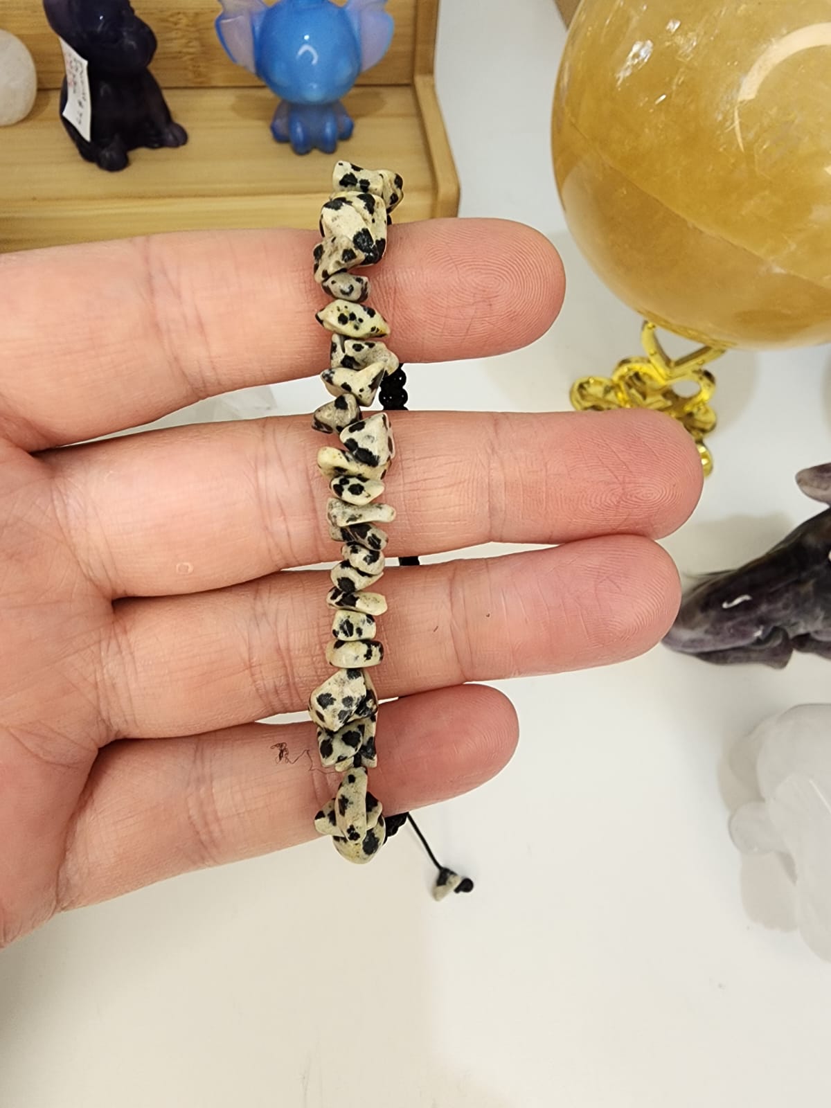 Dalmatian Jasper Bracelet Draw String