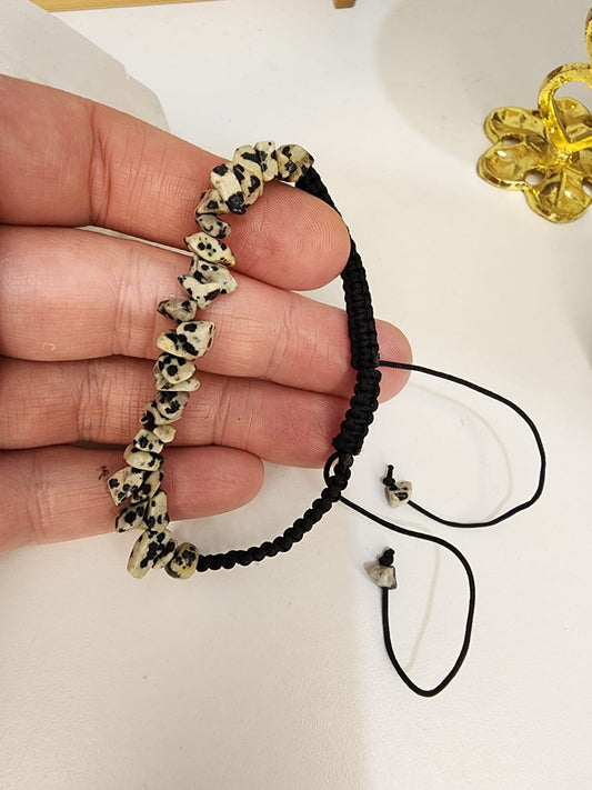 Dalmatian Jasper Bracelet Draw String