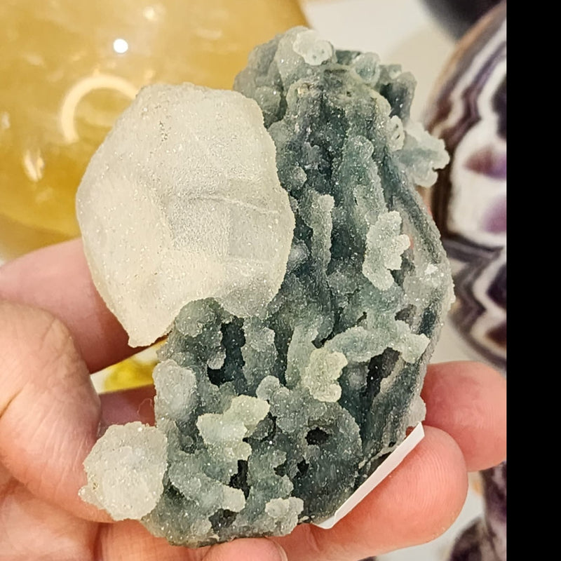 Zeolite Mineral Apophyllite / Black Chalcedony / Quartz Crusting