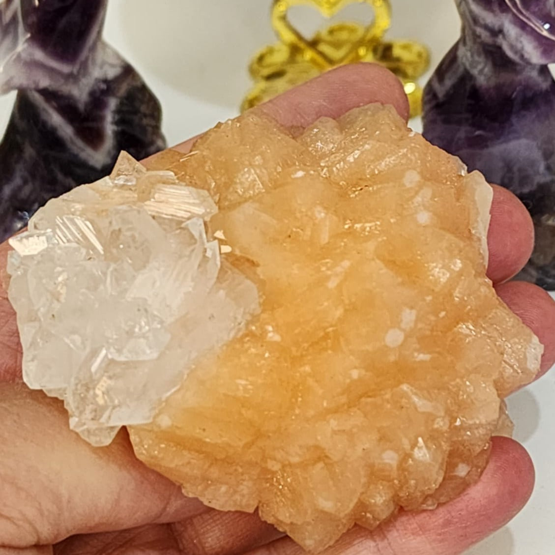 Zeolite Mineral Specimen Stilbite + Apophyllite 192g
