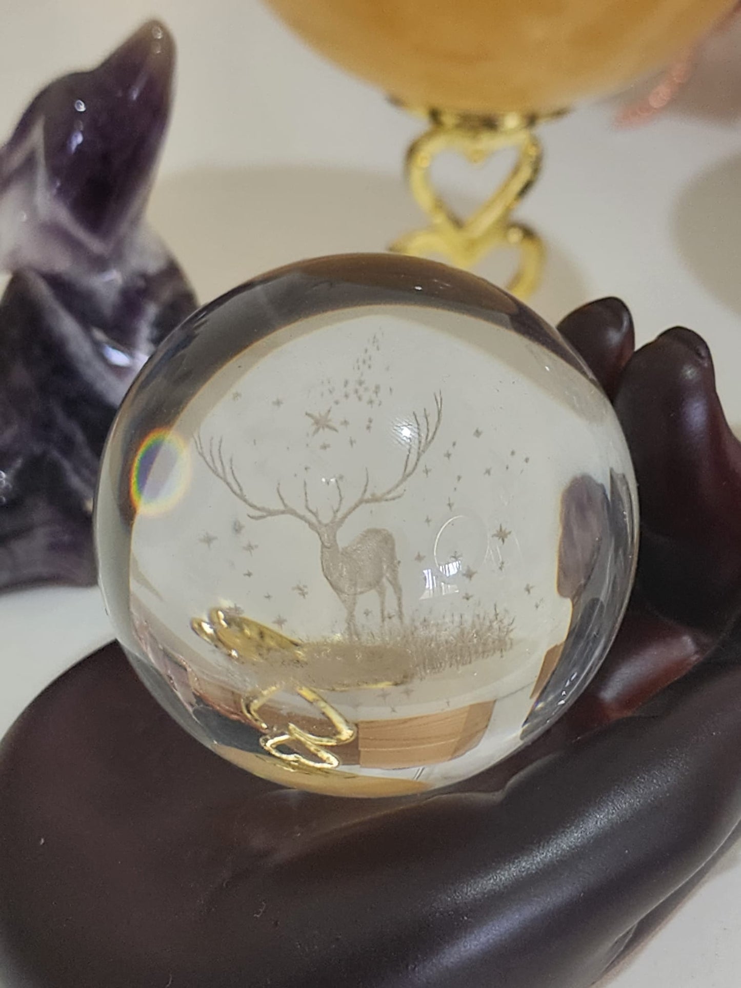 Glass Sphere Reindeer 265g (Lazer cut)