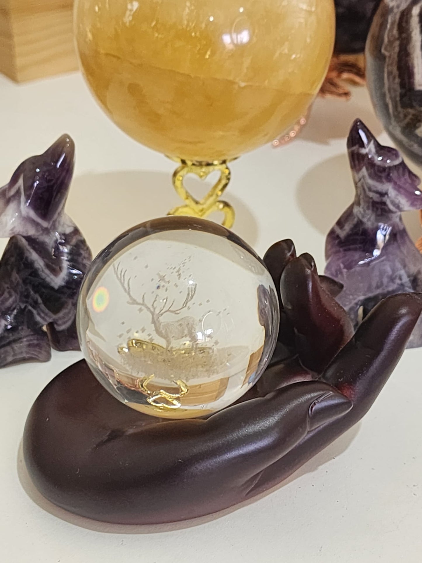 Glass Sphere Reindeer 265g (Lazer cut)