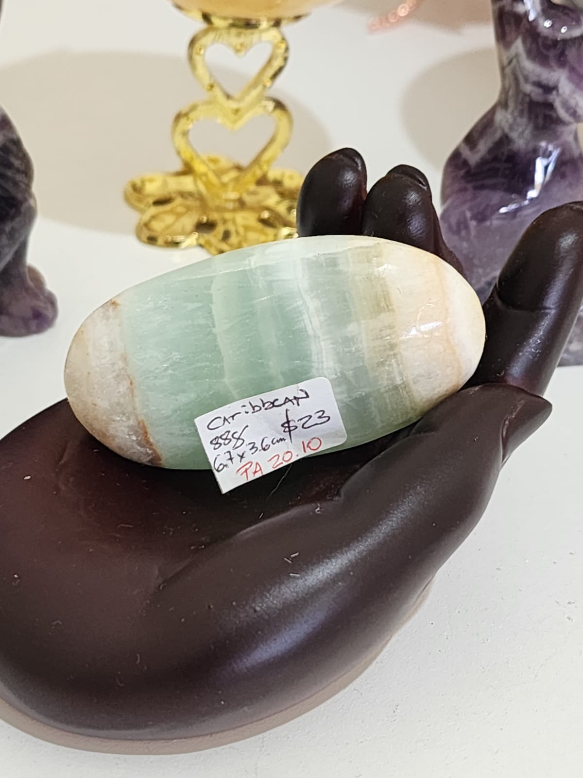 Caribbean Blue Calcite ~ Palm stone