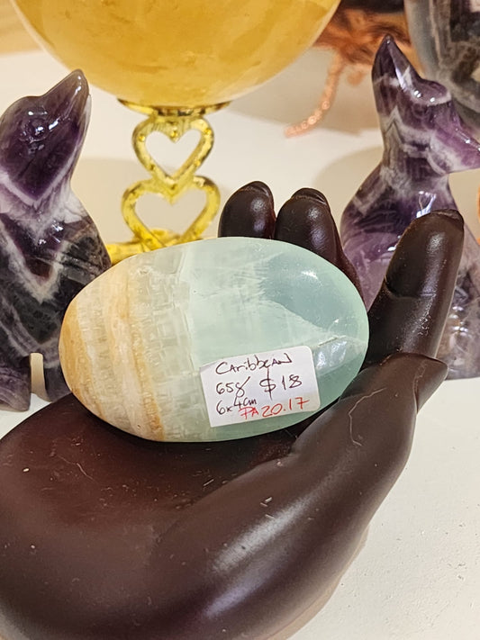 🌊💙 Caribbean Blue Calcite ~ Palm Stone