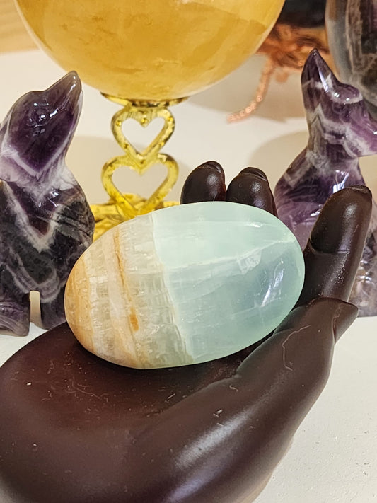 🌊💙 Caribbean Blue Calcite ~ Palm Stone