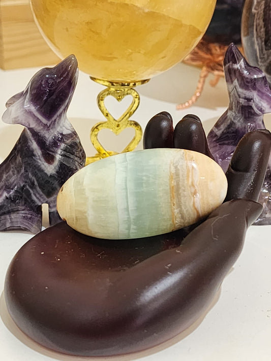 🌊💙 Caribbean Blue Calcite ~ Palm Stone