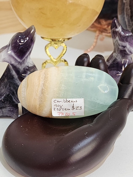 🌊💙 Caribbean Blue Calcite ~ Palm Stone