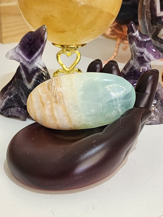 🌊💙 Caribbean Blue Calcite ~ Palm Stone