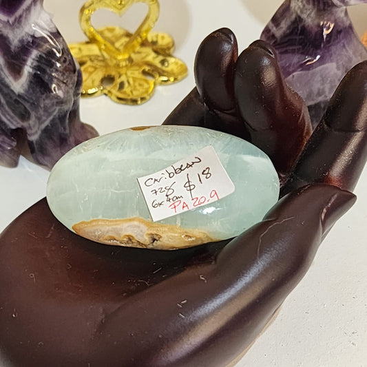 🌊💙 Caribbean Blue Calcite ~ Palm Stone