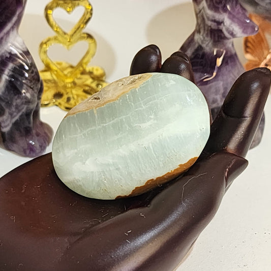 🌊💙 Caribbean Blue Calcite ~ Palm Stone
