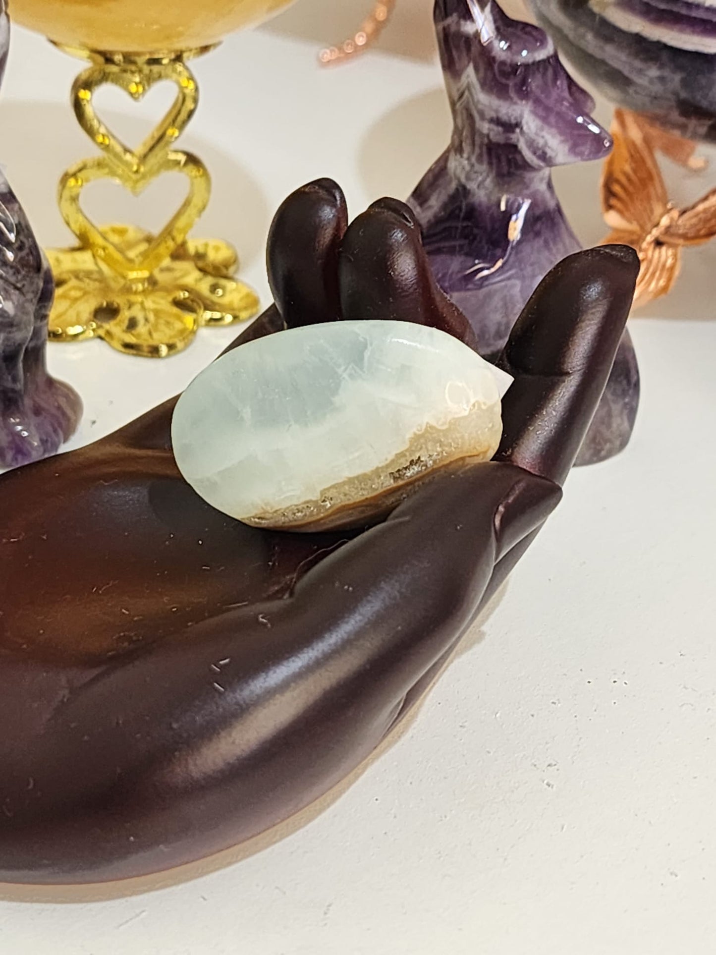 🌊💙 Caribbean Blue Calcite ~ Palm Stone