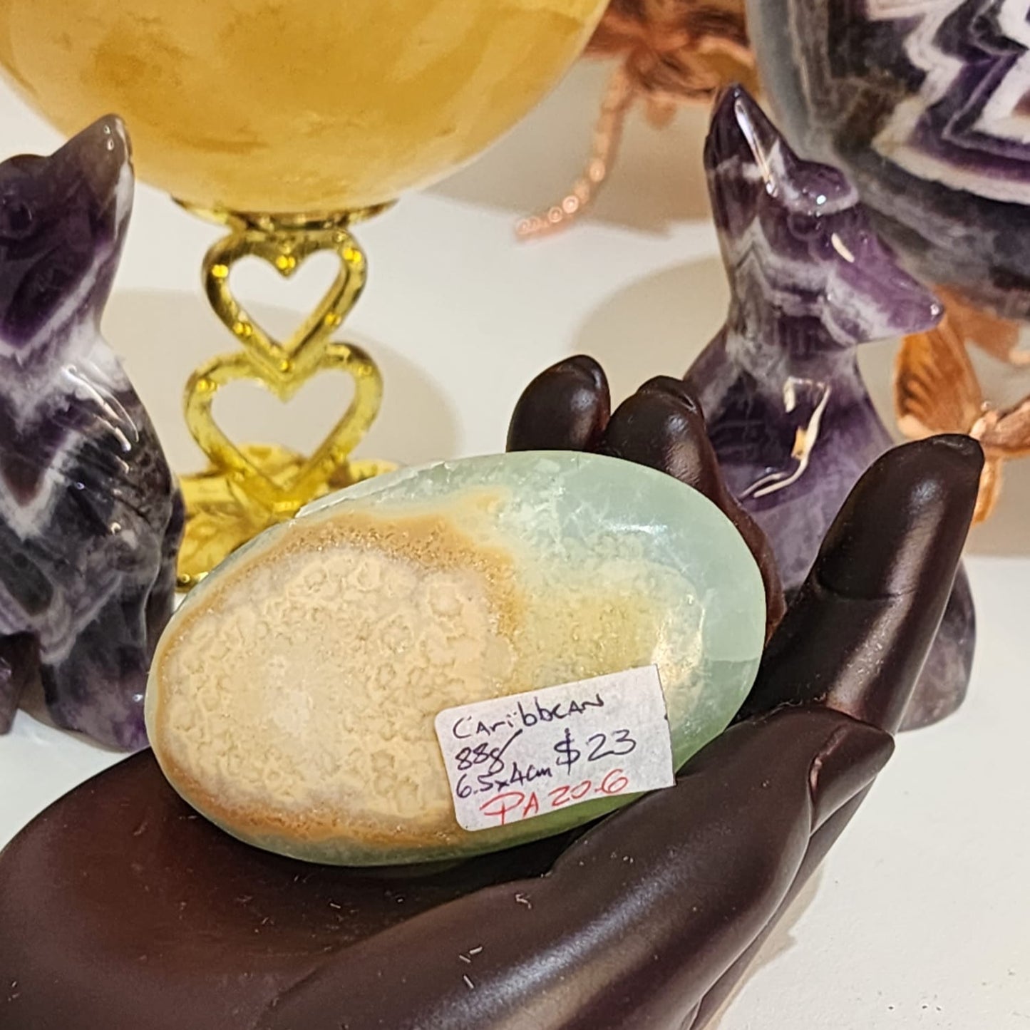 🌊💙 Caribbean Blue Calcite ~ Palm Stone