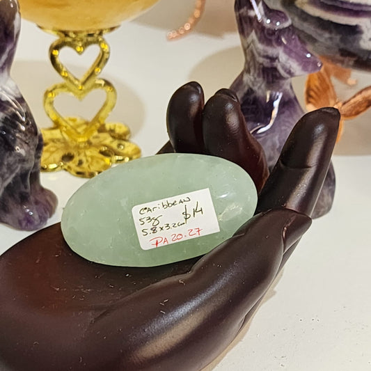 🌊💙 Caribbean Blue Calcite ~ Palm Stone