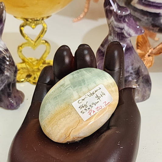 🌊💙 Caribbean Blue Calcite ~ Palm Stone