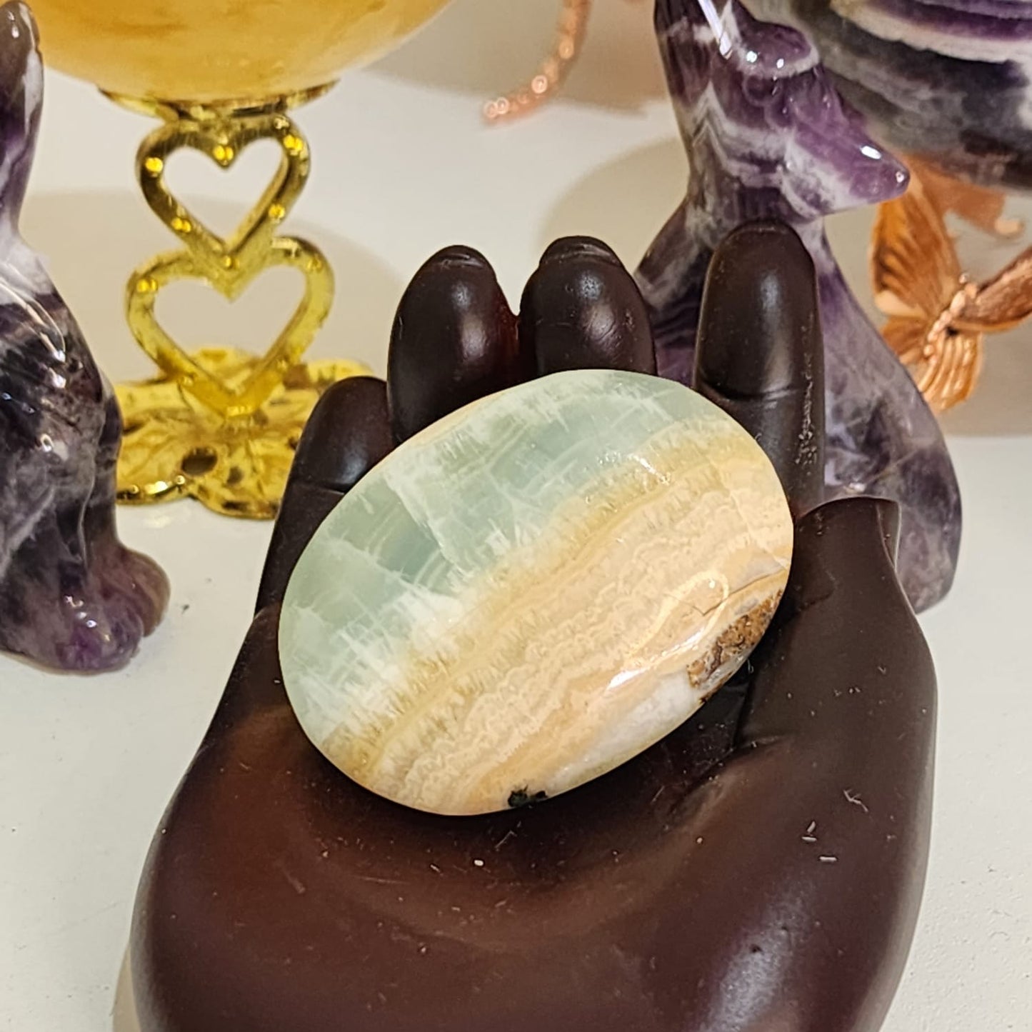 🌊💙 Caribbean Blue Calcite ~ Palm Stone