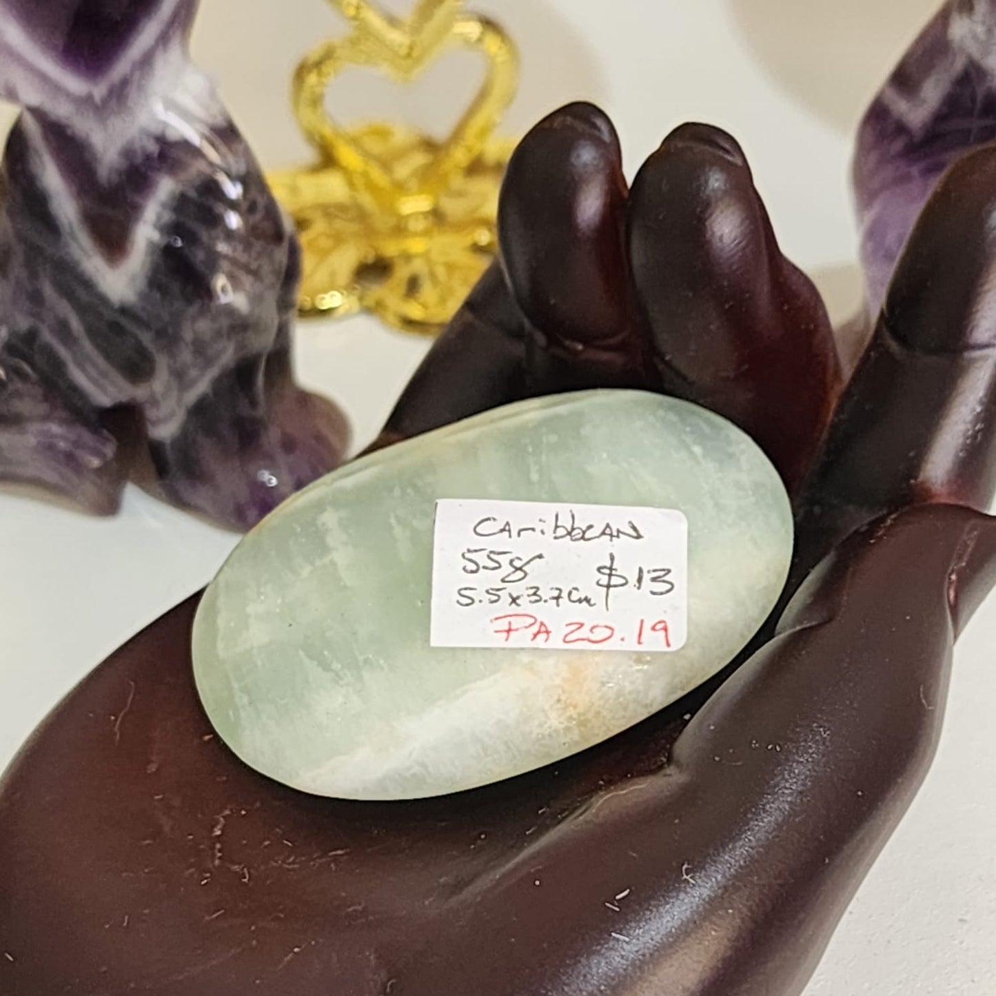 🌊💙 Caribbean Blue Calcite ~ Palm Stone