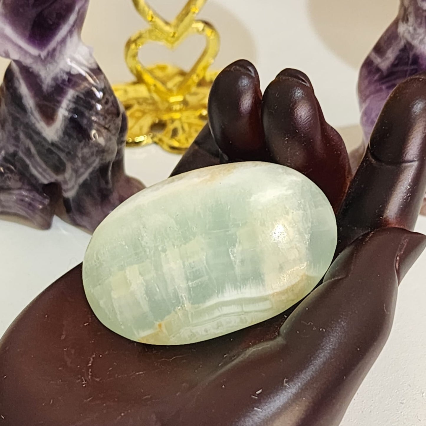 🌊💙 Caribbean Blue Calcite ~ Palm Stone