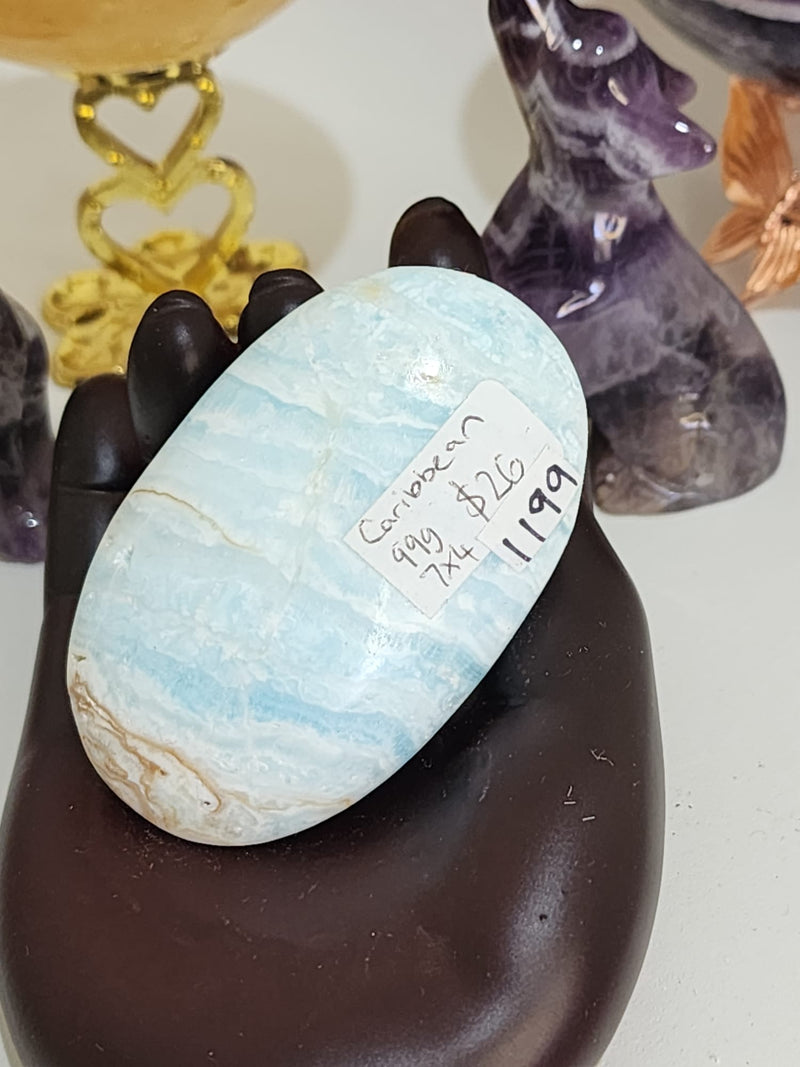 Caribbean Blue Calcite Palm Stone