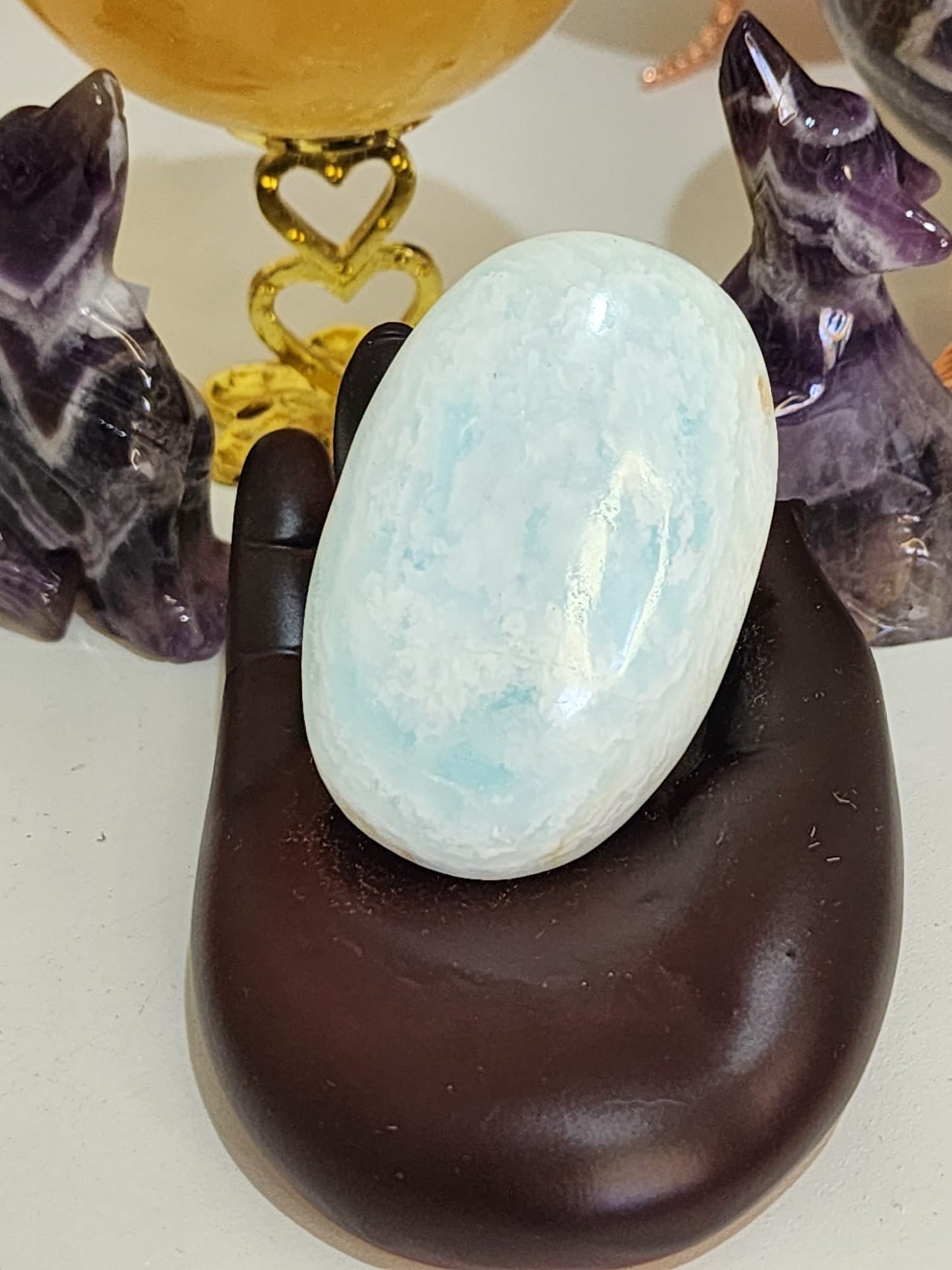 🌊💙 Caribbean Blue Calcite ~ Palm Stone
