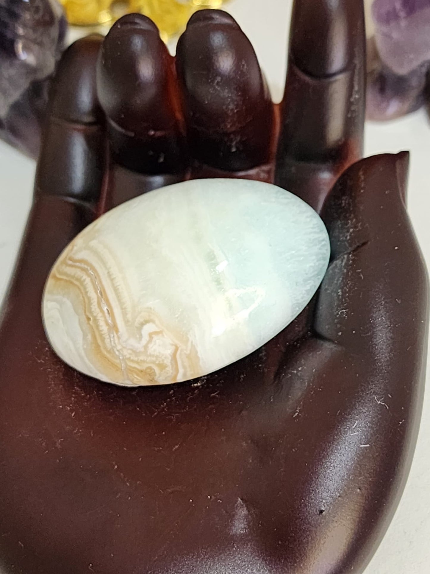 🌊💙 Caribbean Blue Calcite ~ Palm Stone