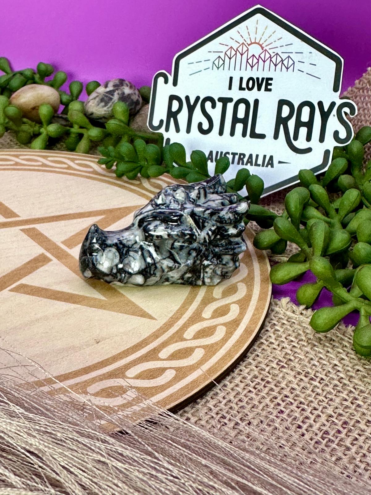 Shell Jasper Dragon Skull Carving 58g