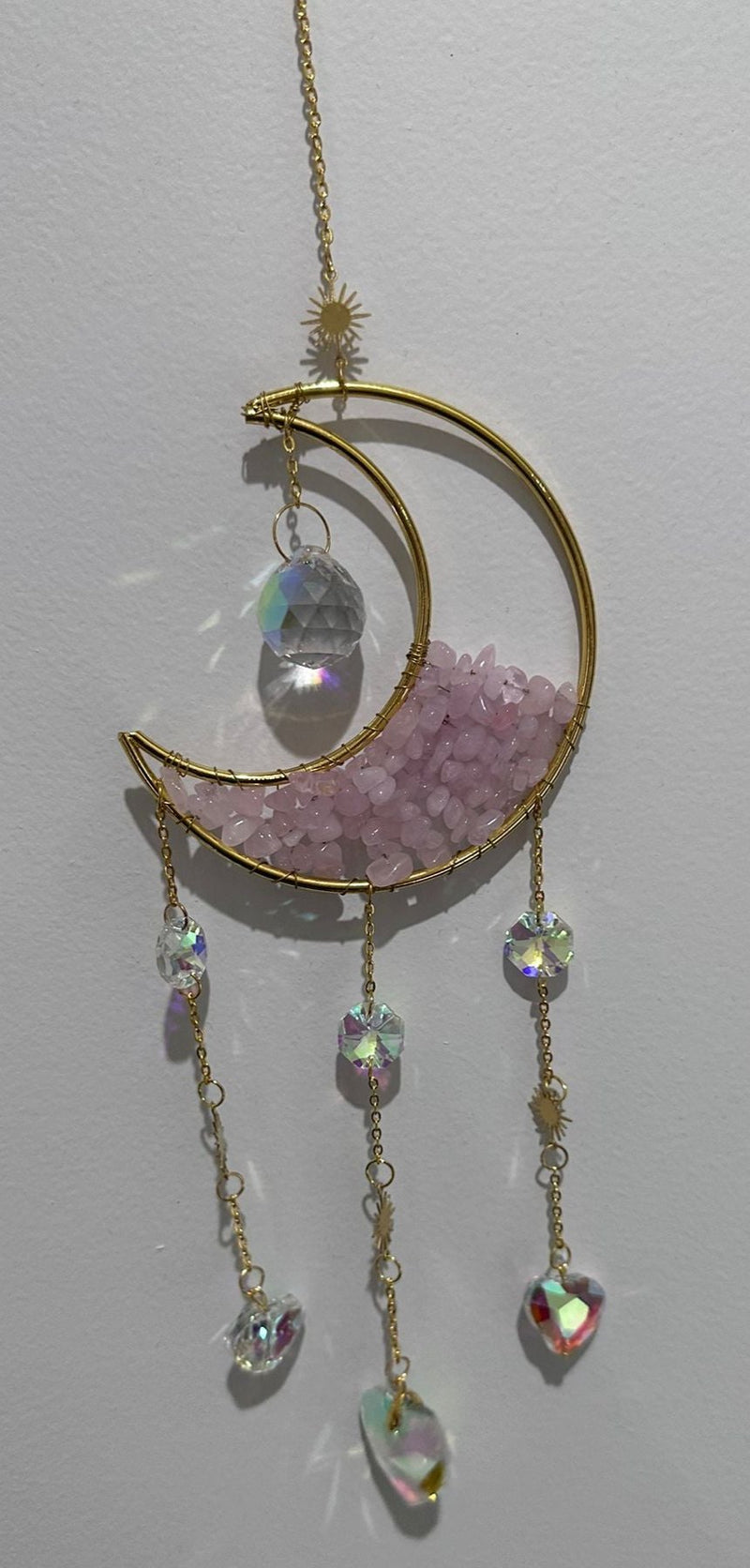 Rose Quartz - Sun Catcher half-moon Boho style