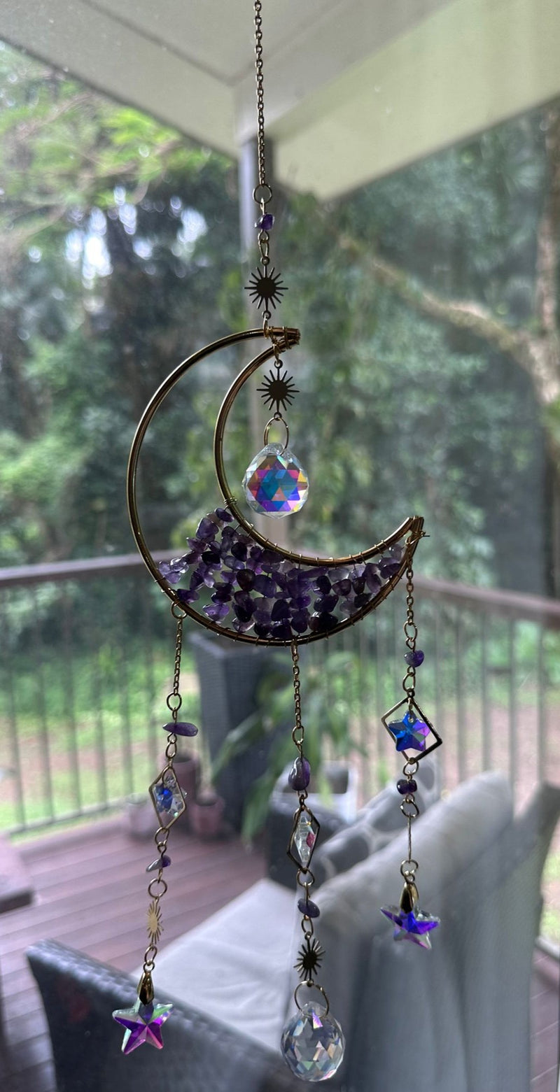 Amethyst - Sun Catcher half-moon Boho style