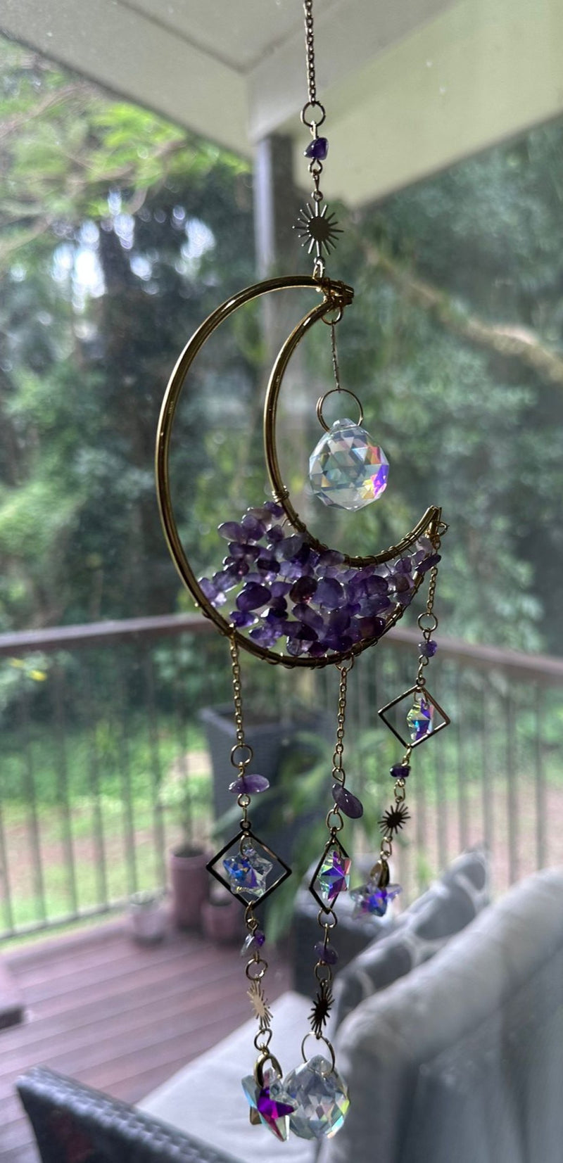 Amethyst - Sun Catcher half-moon Boho style