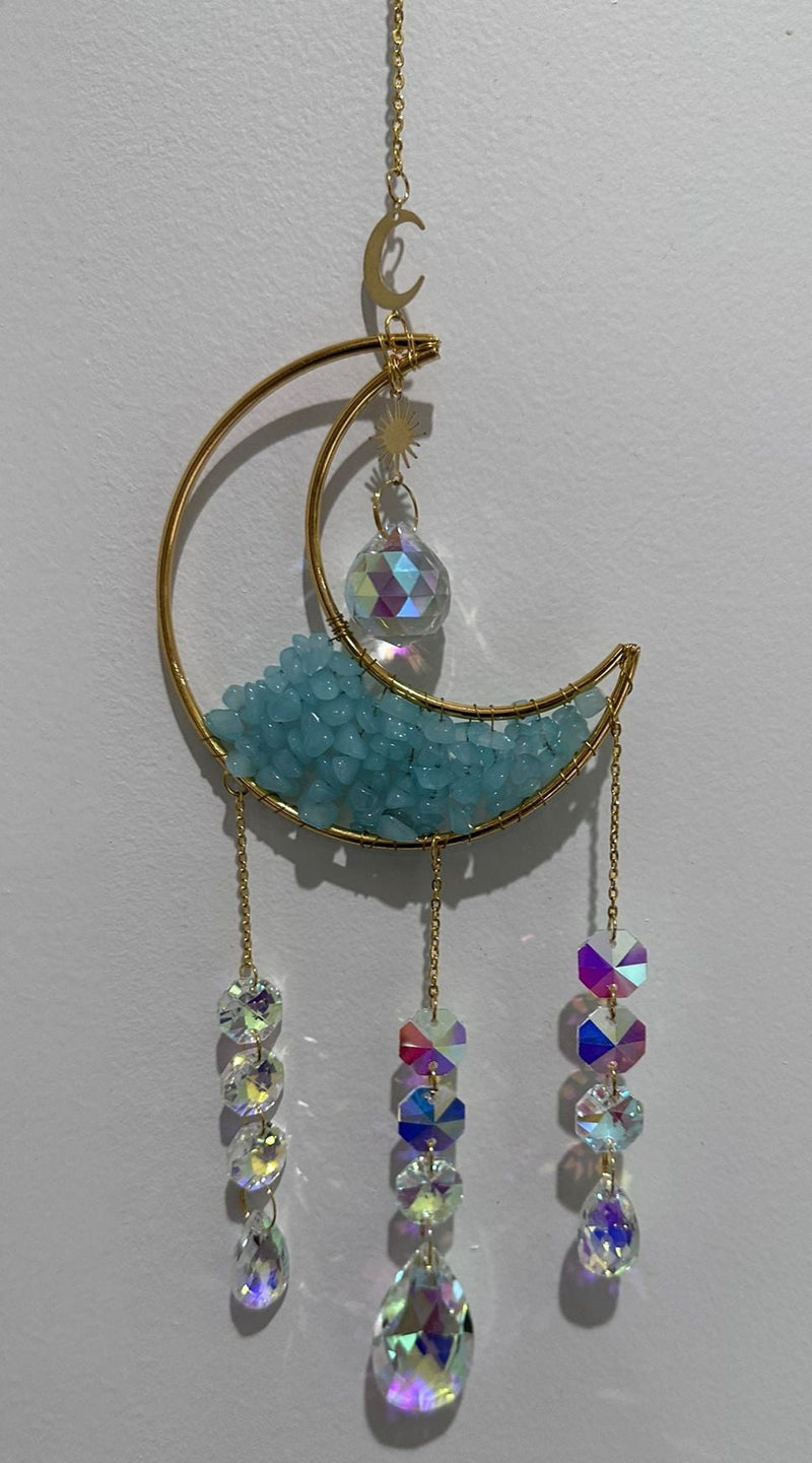 Aquamarine- Sun Catcher half-moon Boho style