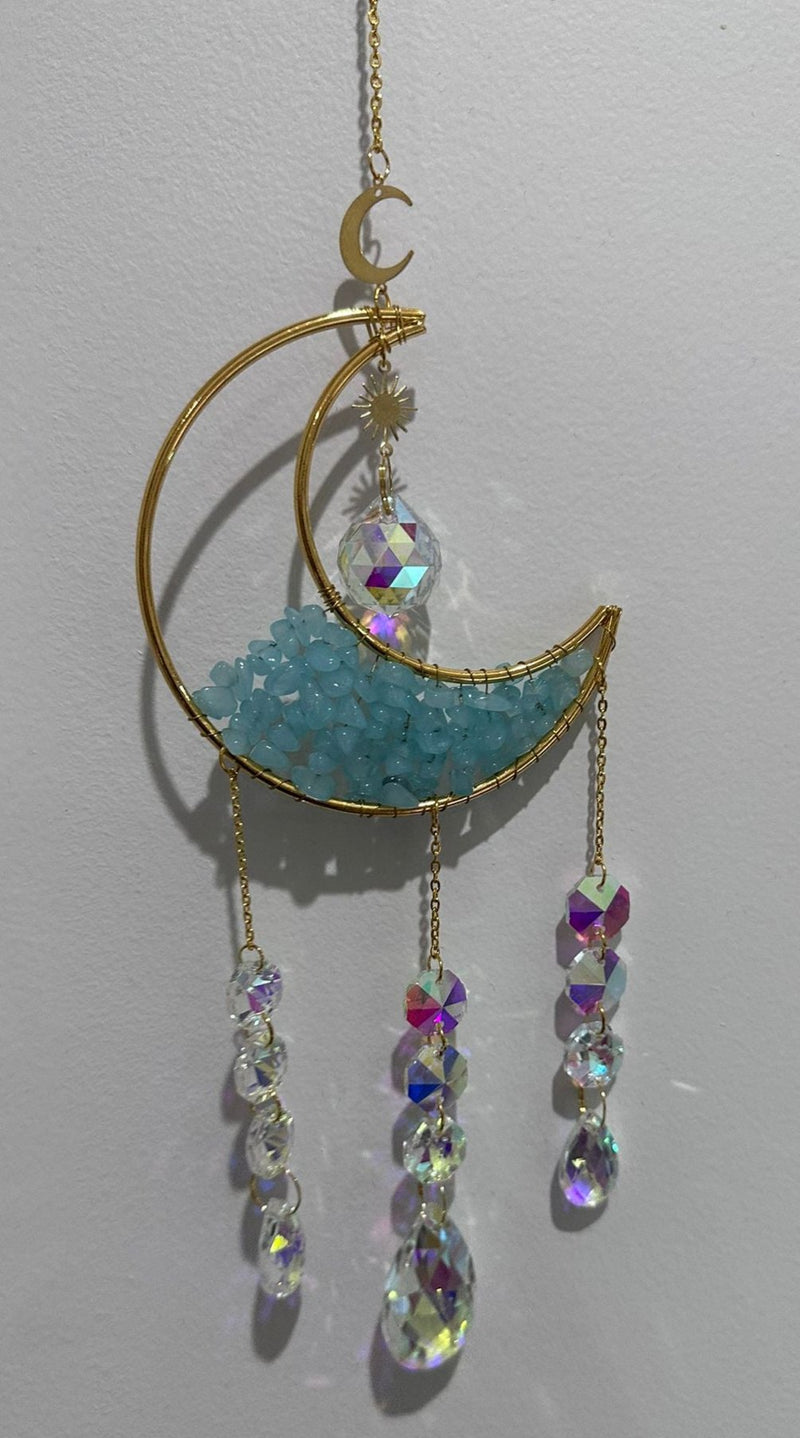 Aquamarine- Sun Catcher half-moon Boho style