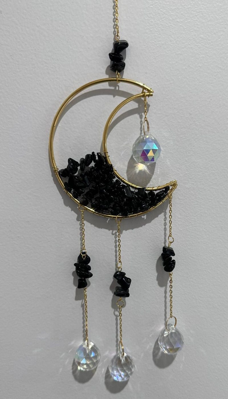 Obsidian - Sun Catcher half-moon Boho style