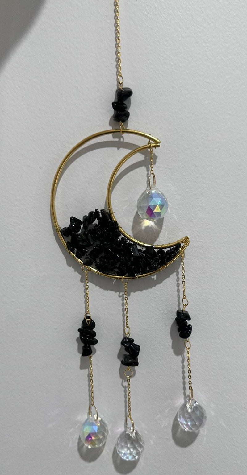 Obsidian - Sun Catcher half-moon Boho style