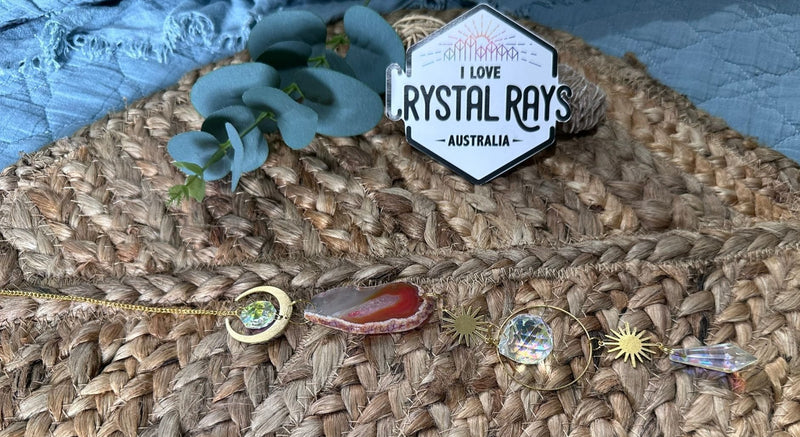 Glass Sun Catchers with Prism and Agate Slices 