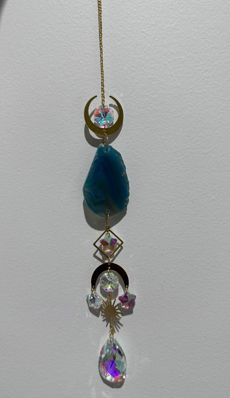 Glass Sun Catchers with Prism and Agate Slices 