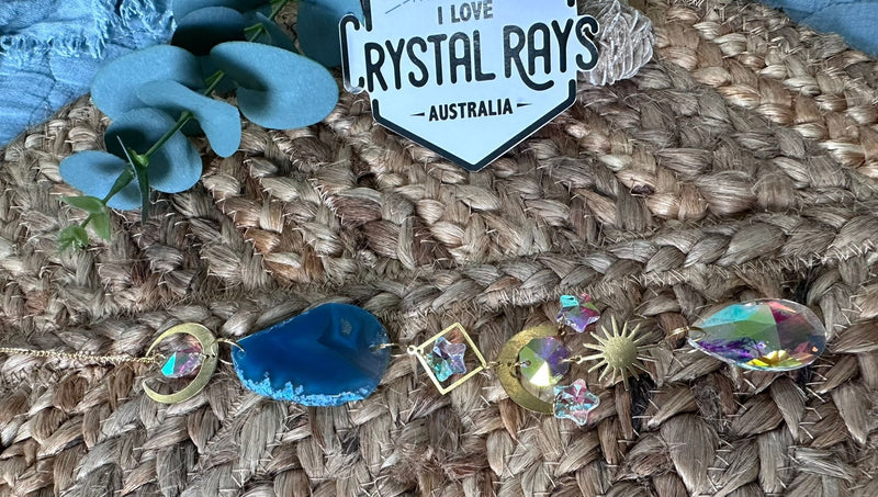 Glass Sun Catchers with Prism and Agate Slices 