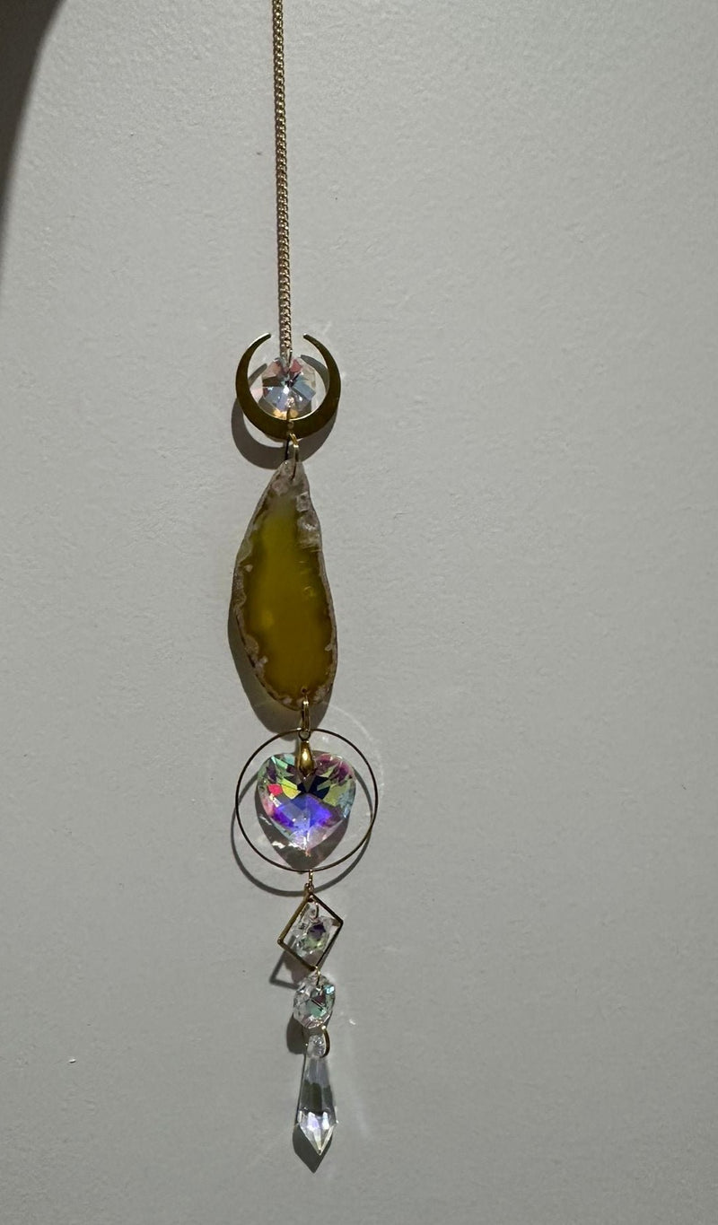 Glass Sun Catchers with Prism and Agate Slices 