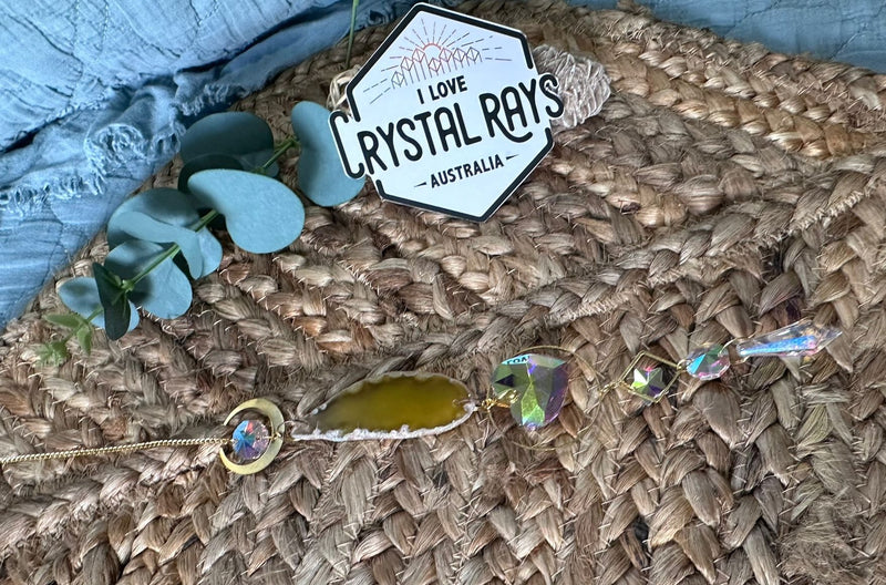 Glass Sun Catchers with Prism and Agate Slices 