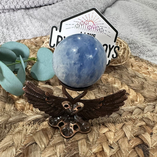 Sphere Stand with Love Heart Wings - Red Copper