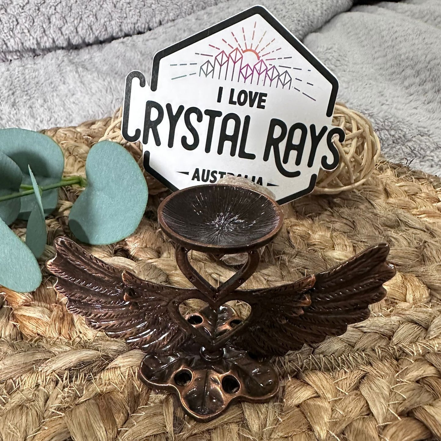Sphere Stand with Love Heart Wings - Red Copper