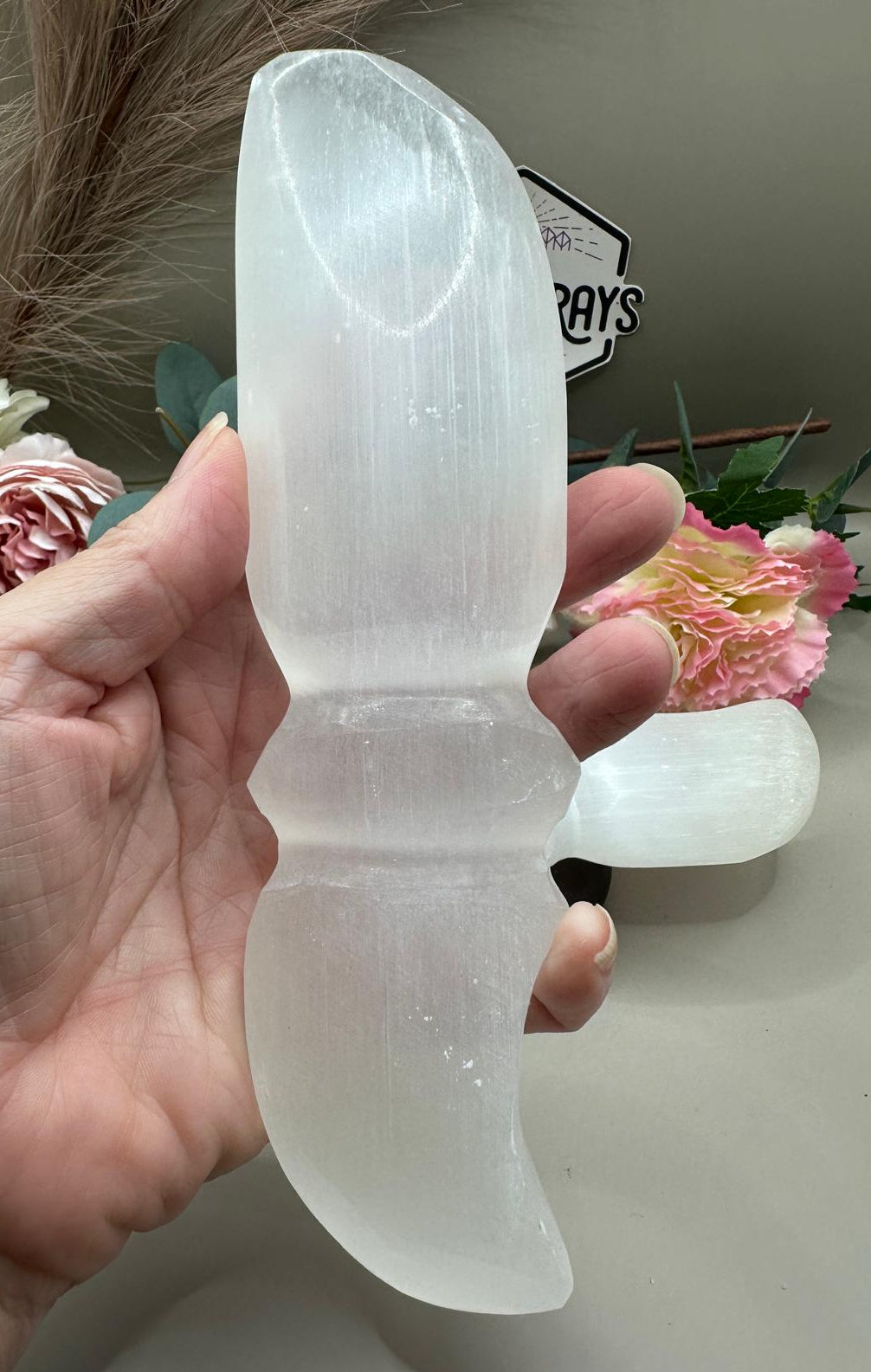 Selenite Knife Carving