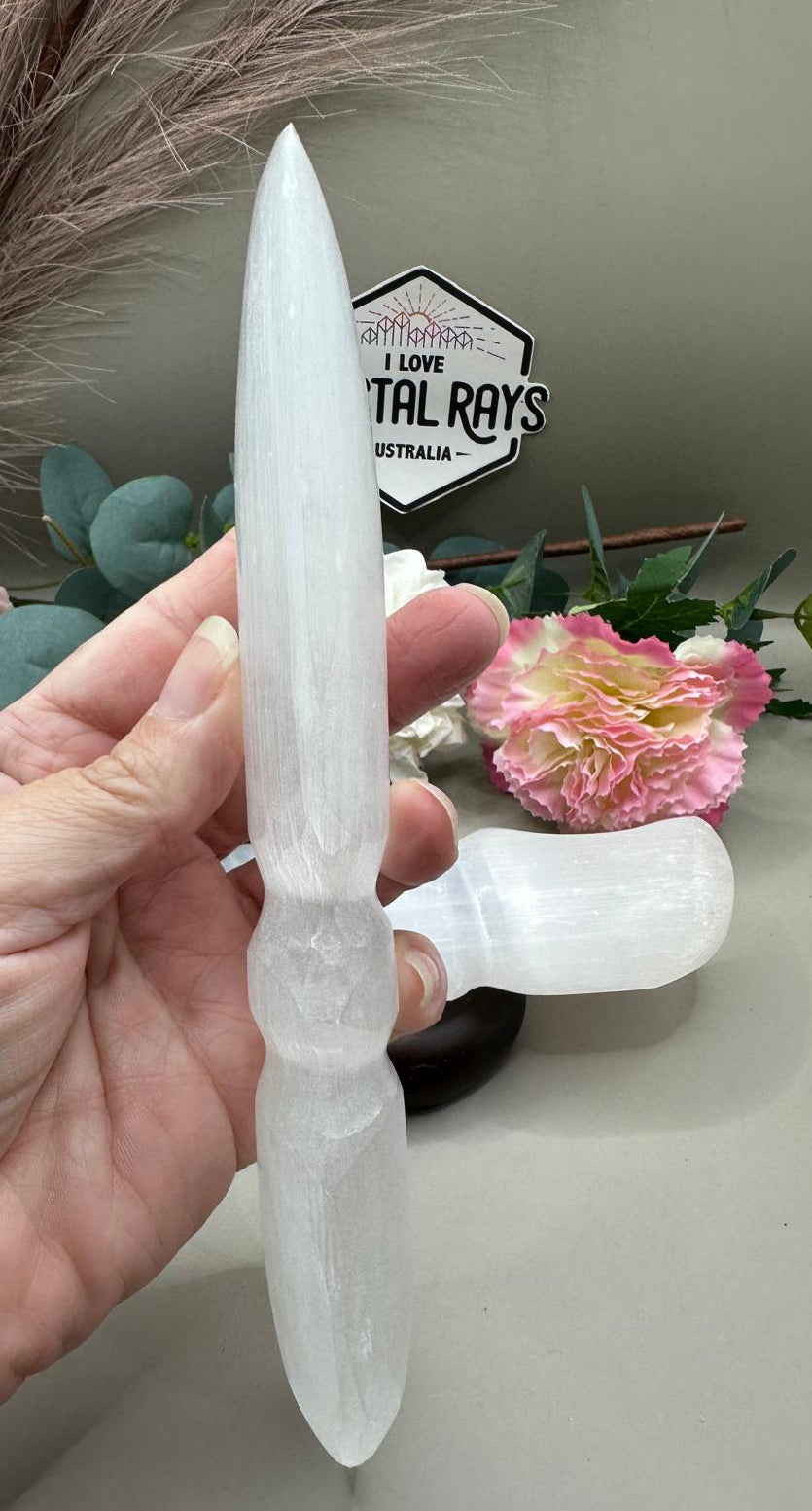Selenite Knife Carving