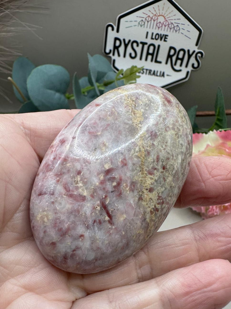 Strawberry Jasper Palm Stone