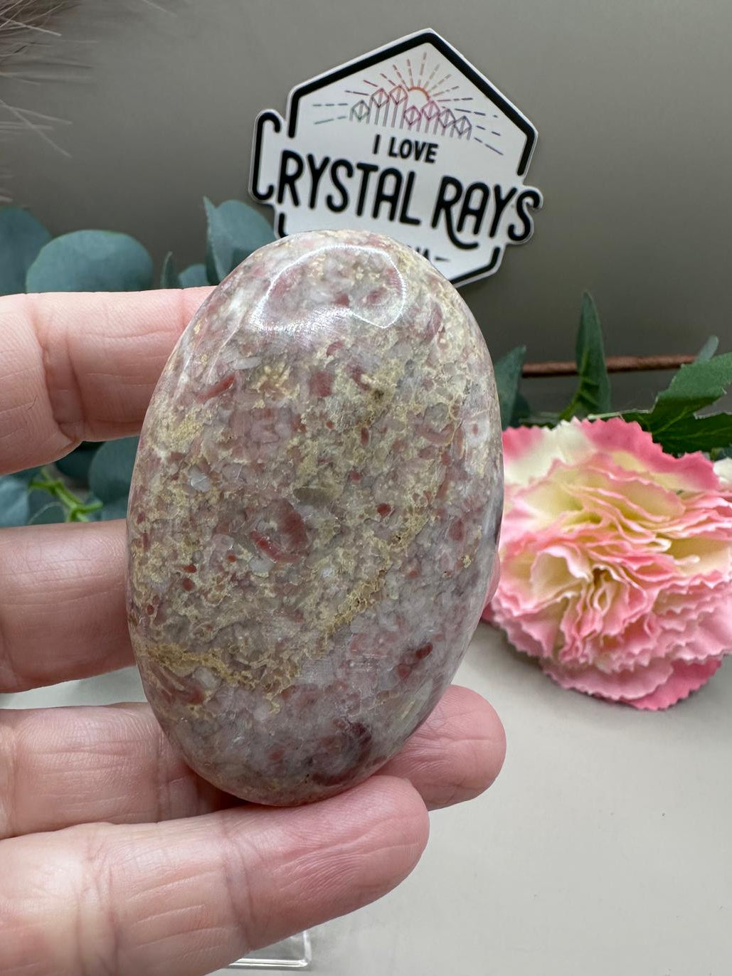 Strawberry Jasper Palm Stone