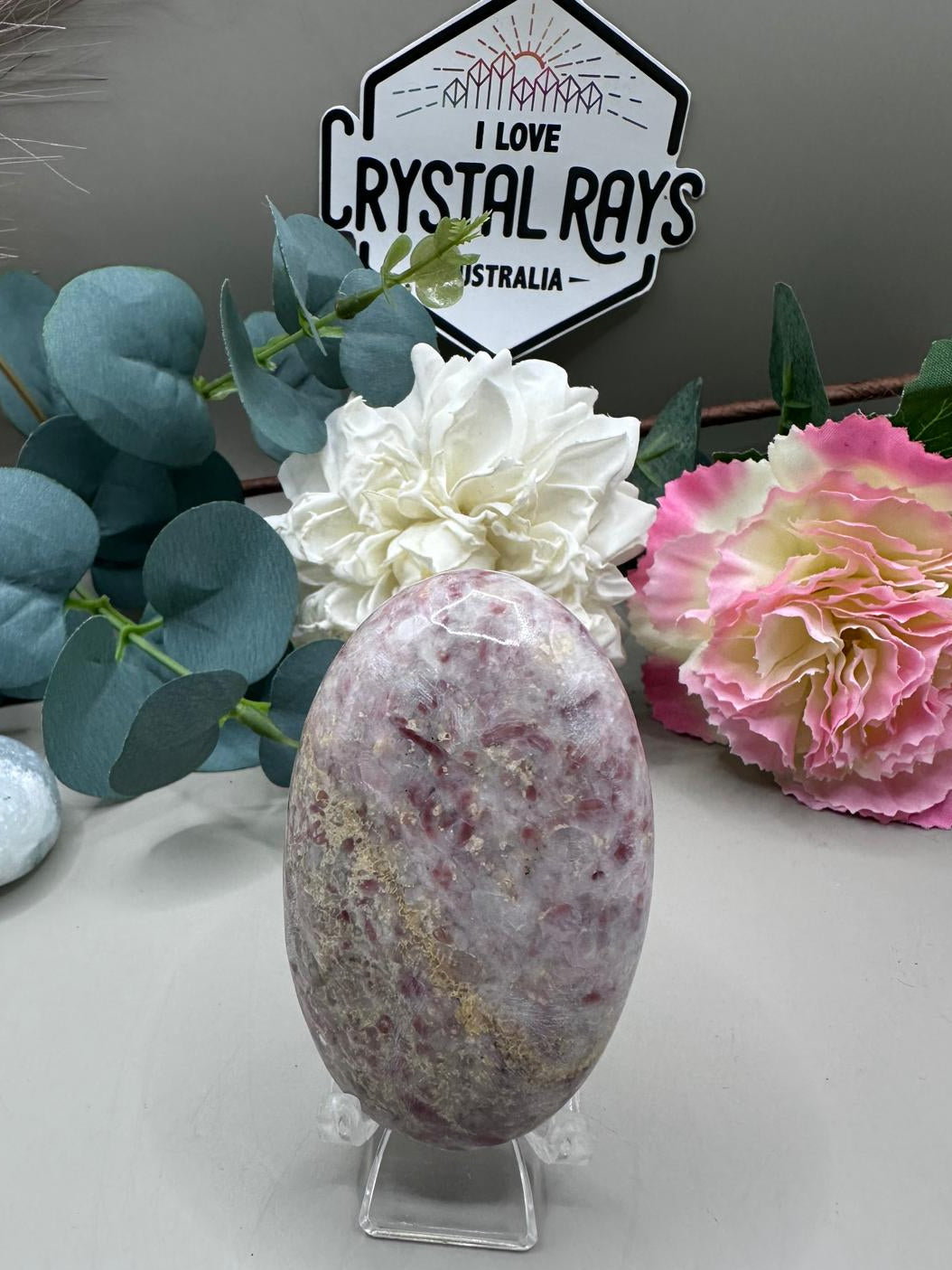 Strawberry Jasper Palm Stone
