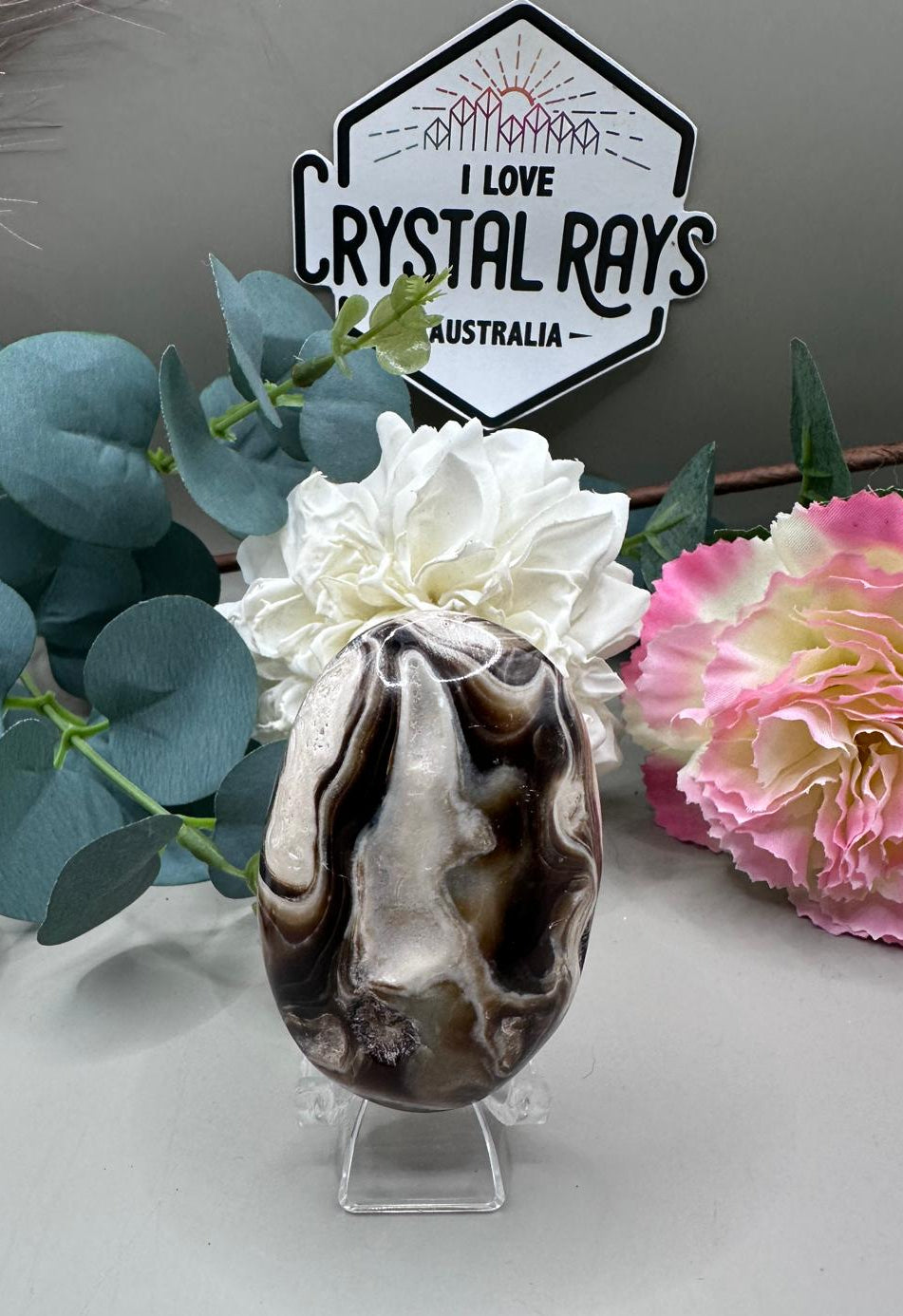 Chocolate Calcite Palm Stone