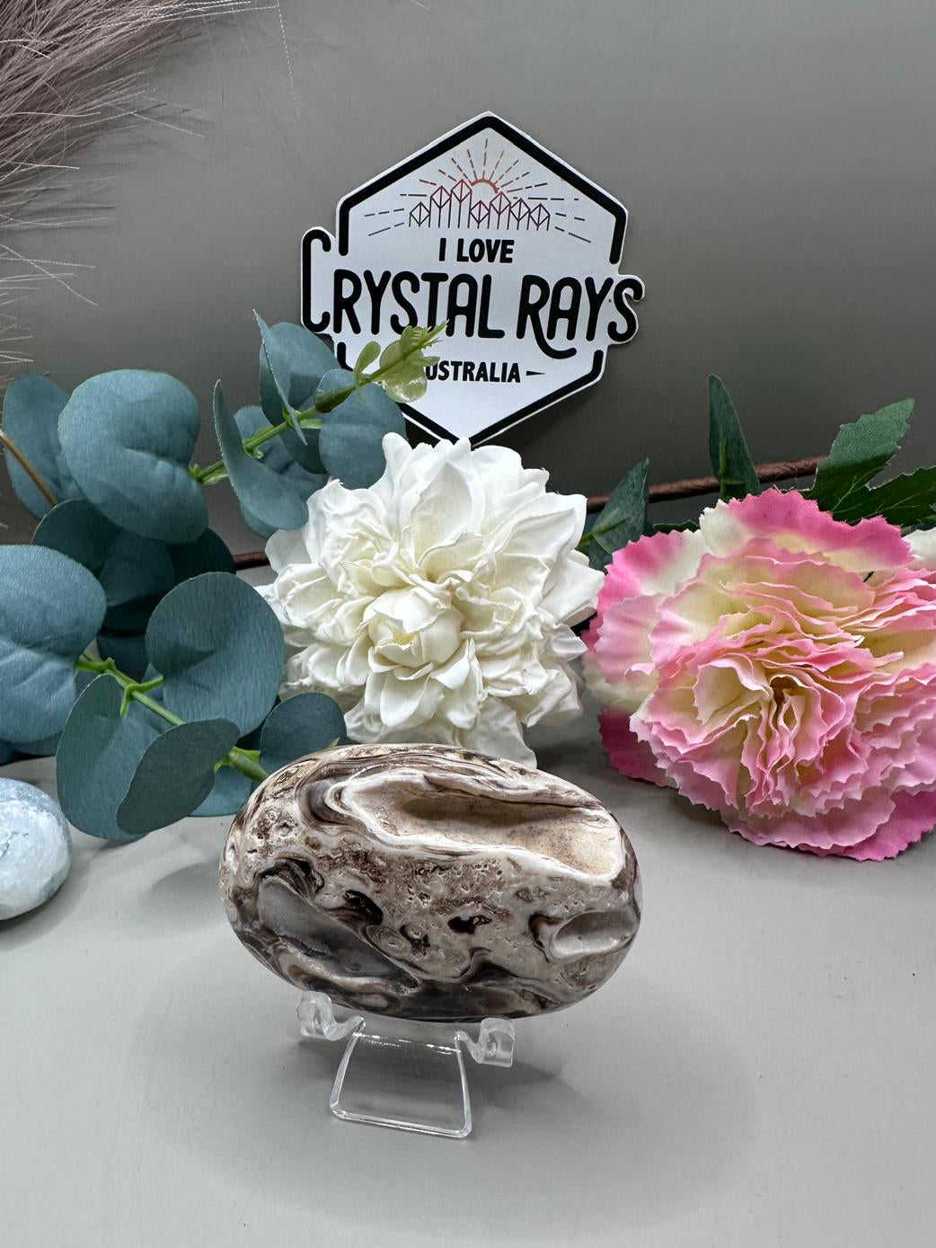 Chocolate Calcite Palm Stone