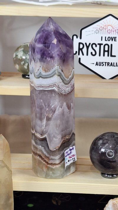 Mexican Agate & Amethyst Tower