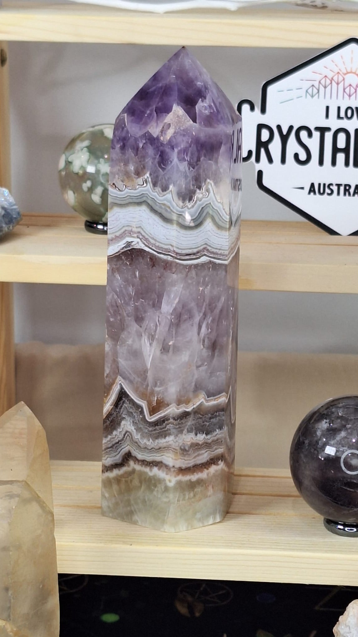 Mexican Agate & Amethyst Tower