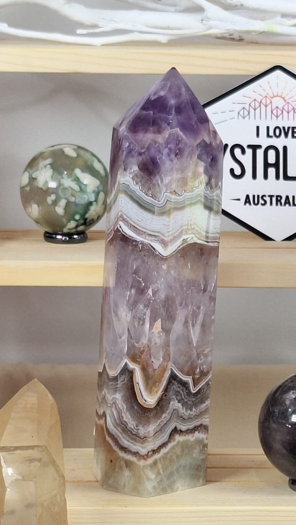 Mexican Agate & Amethyst Tower